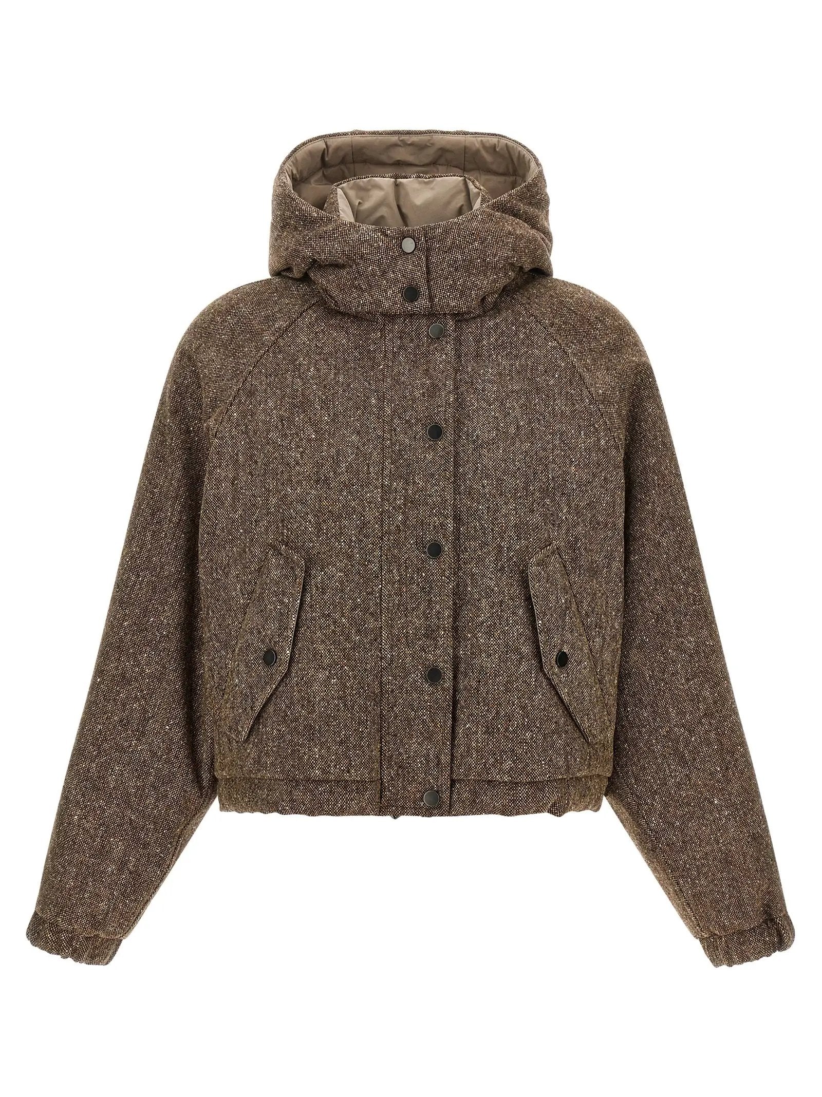 Veste longue Brunello Cucinelli marron en laine vierge