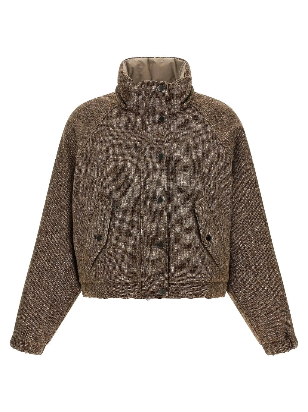 Veste longue Brunello Cucinelli marron en laine vierge