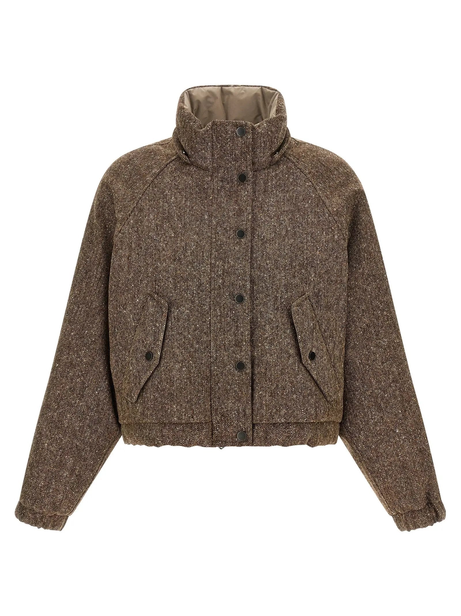 Veste longue Brunello Cucinelli marron en laine vierge