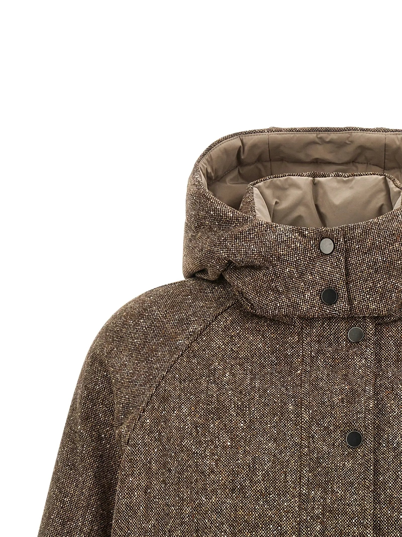 Veste longue Brunello Cucinelli marron en laine vierge