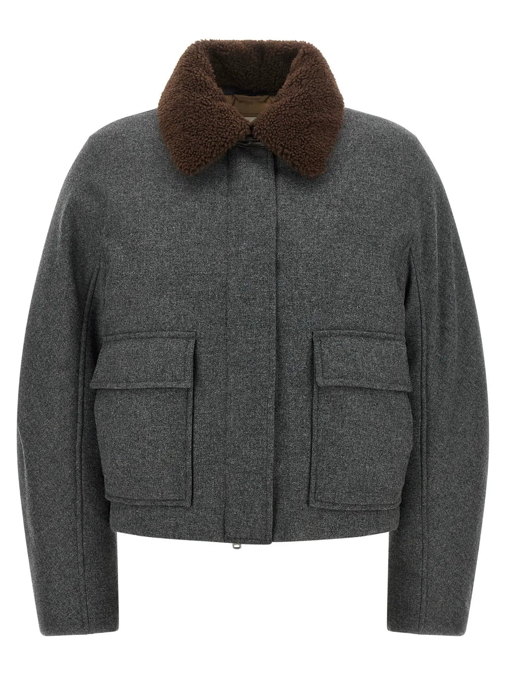Veste longue Brunello Cucinelli grise en laine vierge