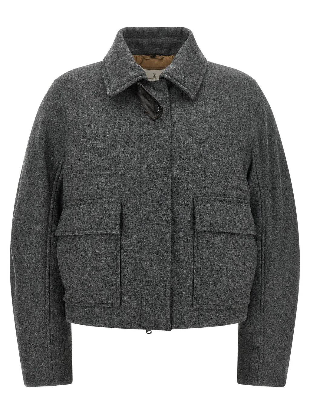 Veste longue Brunello Cucinelli grise en laine vierge