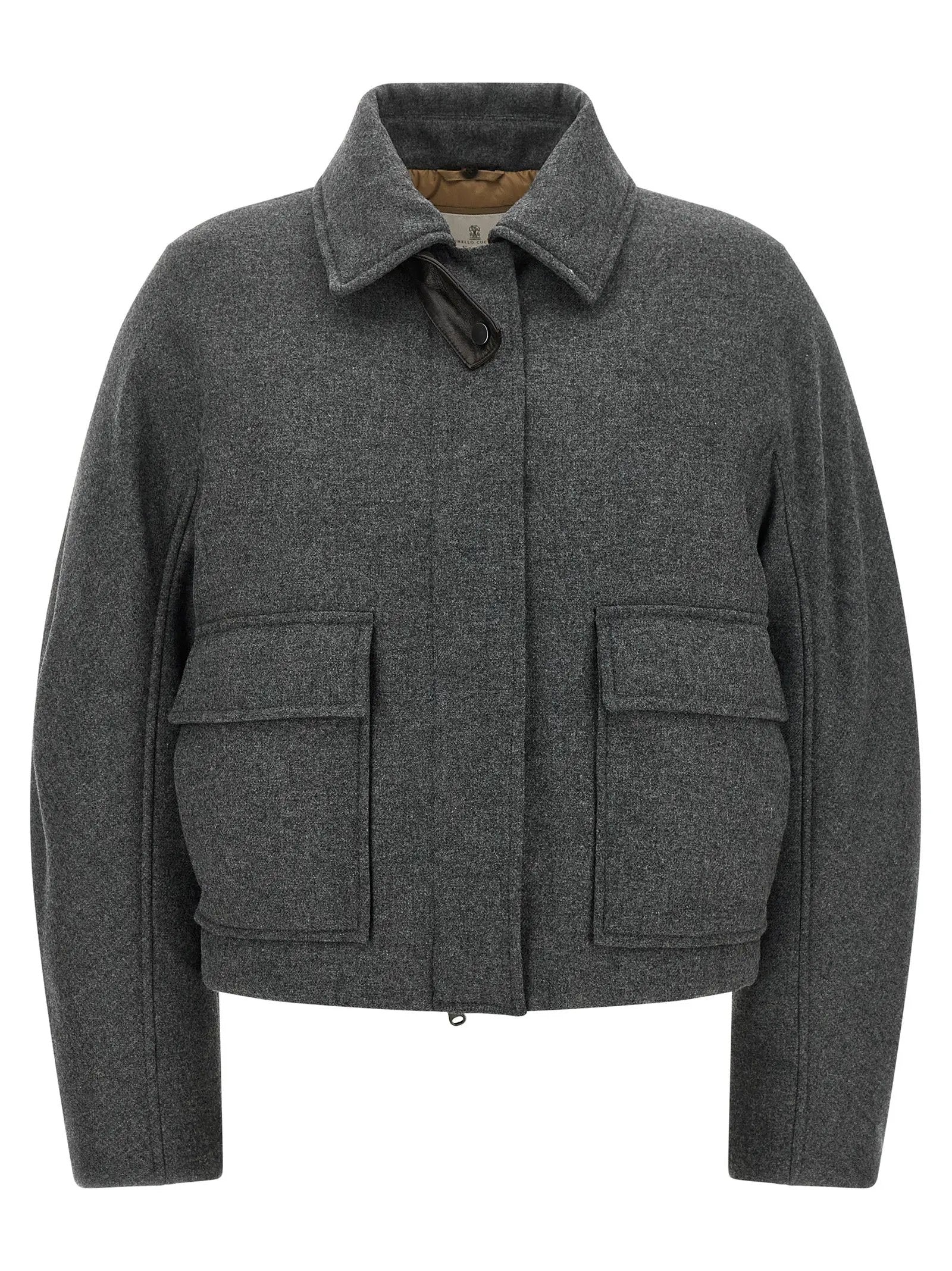Veste longue Brunello Cucinelli grise en laine vierge