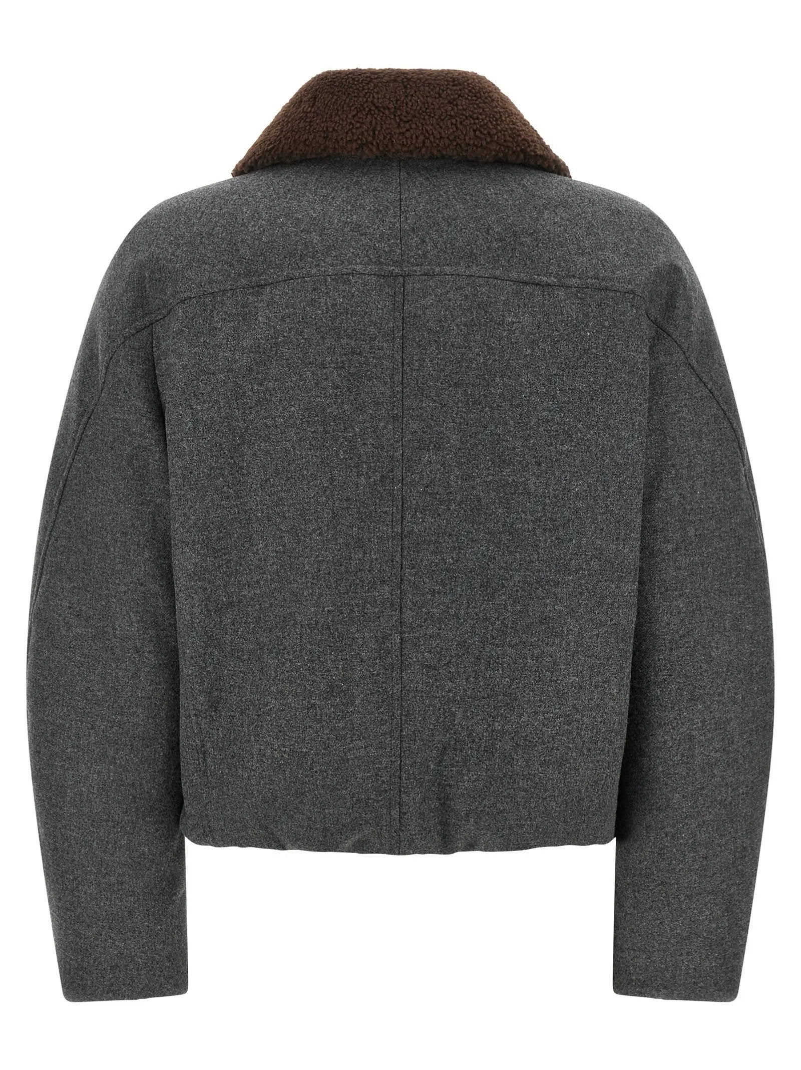 Veste longue Brunello Cucinelli grise en laine vierge