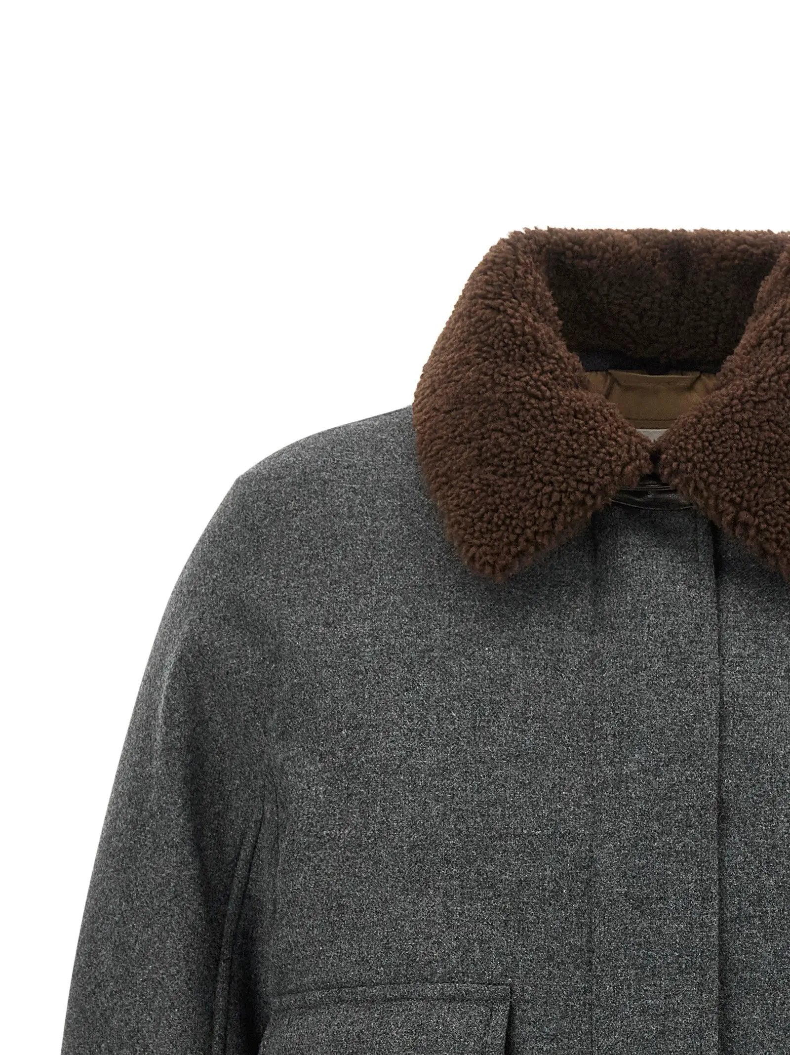 Veste longue Brunello Cucinelli grise en laine vierge