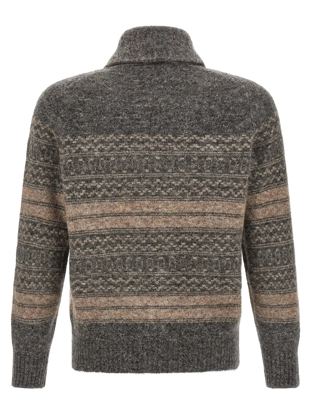 Cardigan en cuir d'alpaga gris Brunello Cucinelli