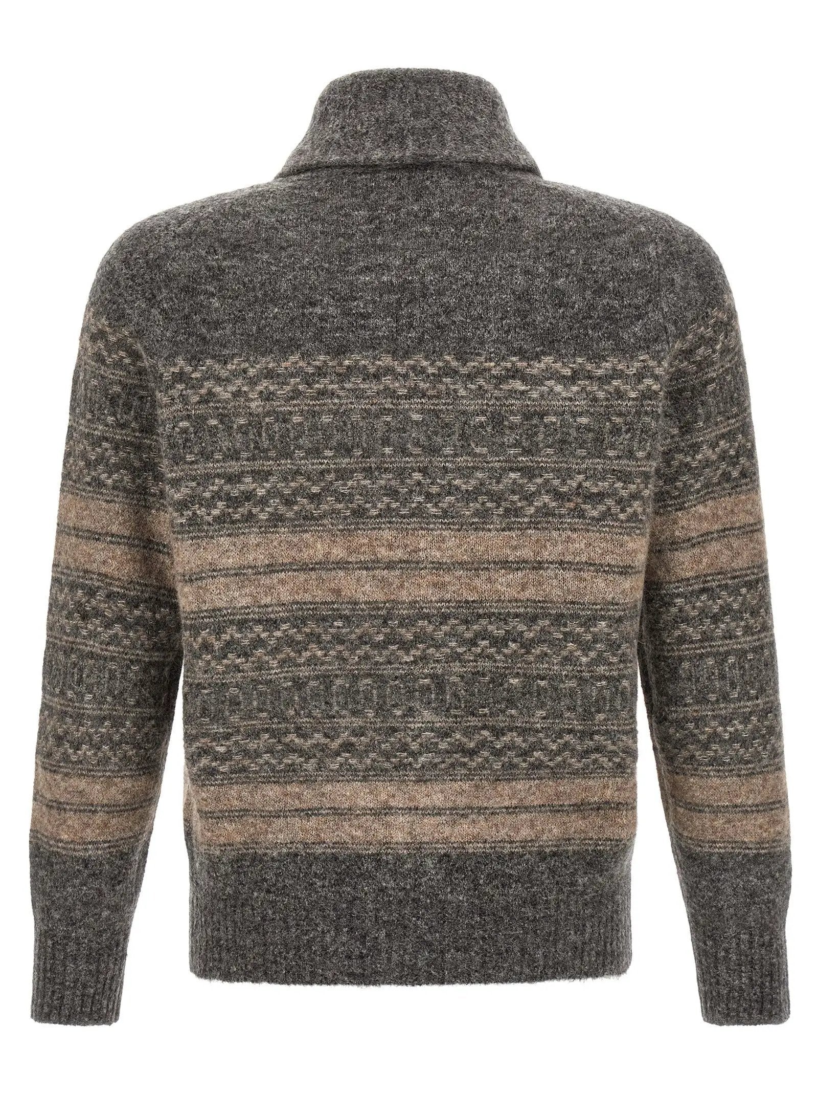 Cardigan en cuir d'alpaga gris Brunello Cucinelli