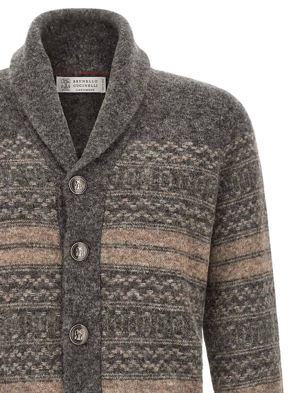 Cardigan en cuir d'alpaga gris Brunello Cucinelli