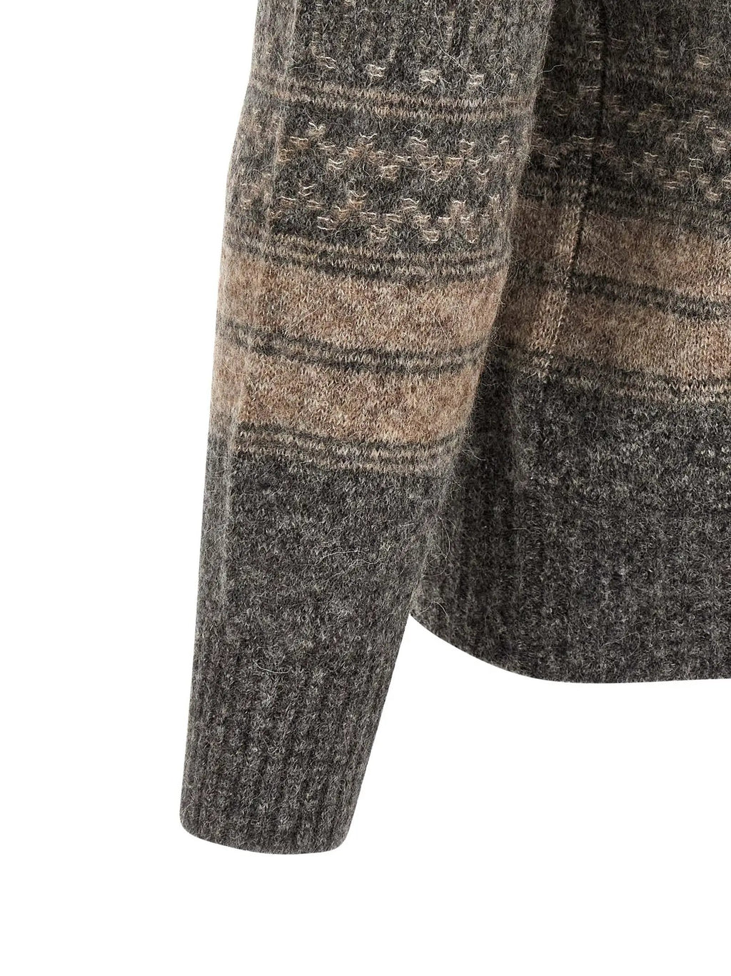 Cardigan en cuir d'alpaga gris Brunello Cucinelli