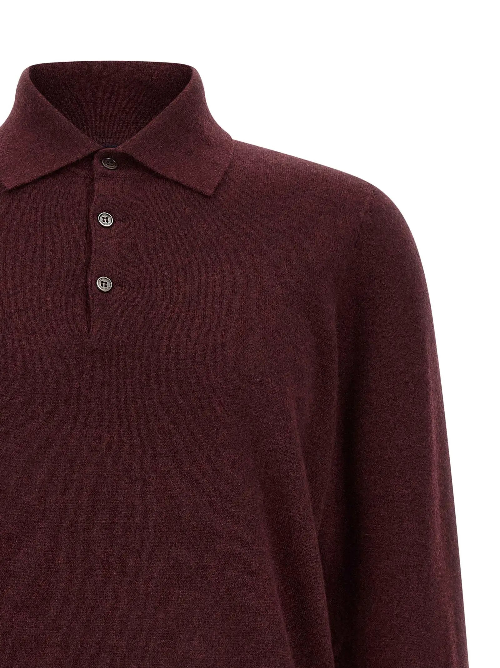 Polo en cachemire Brunello Cucinelli Bordeaux