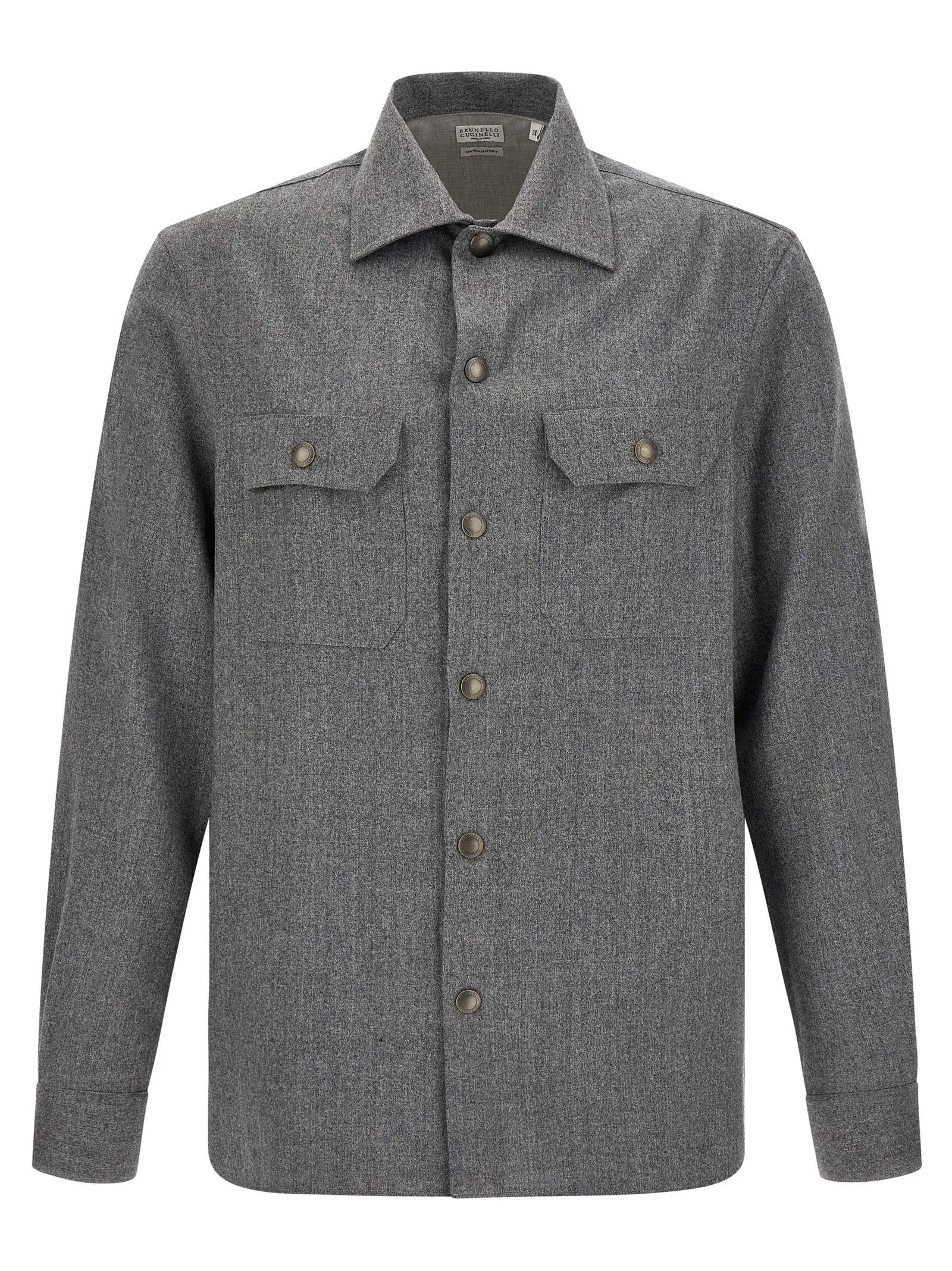 Chemisier Brunello Cucinelli en laine vierge grise