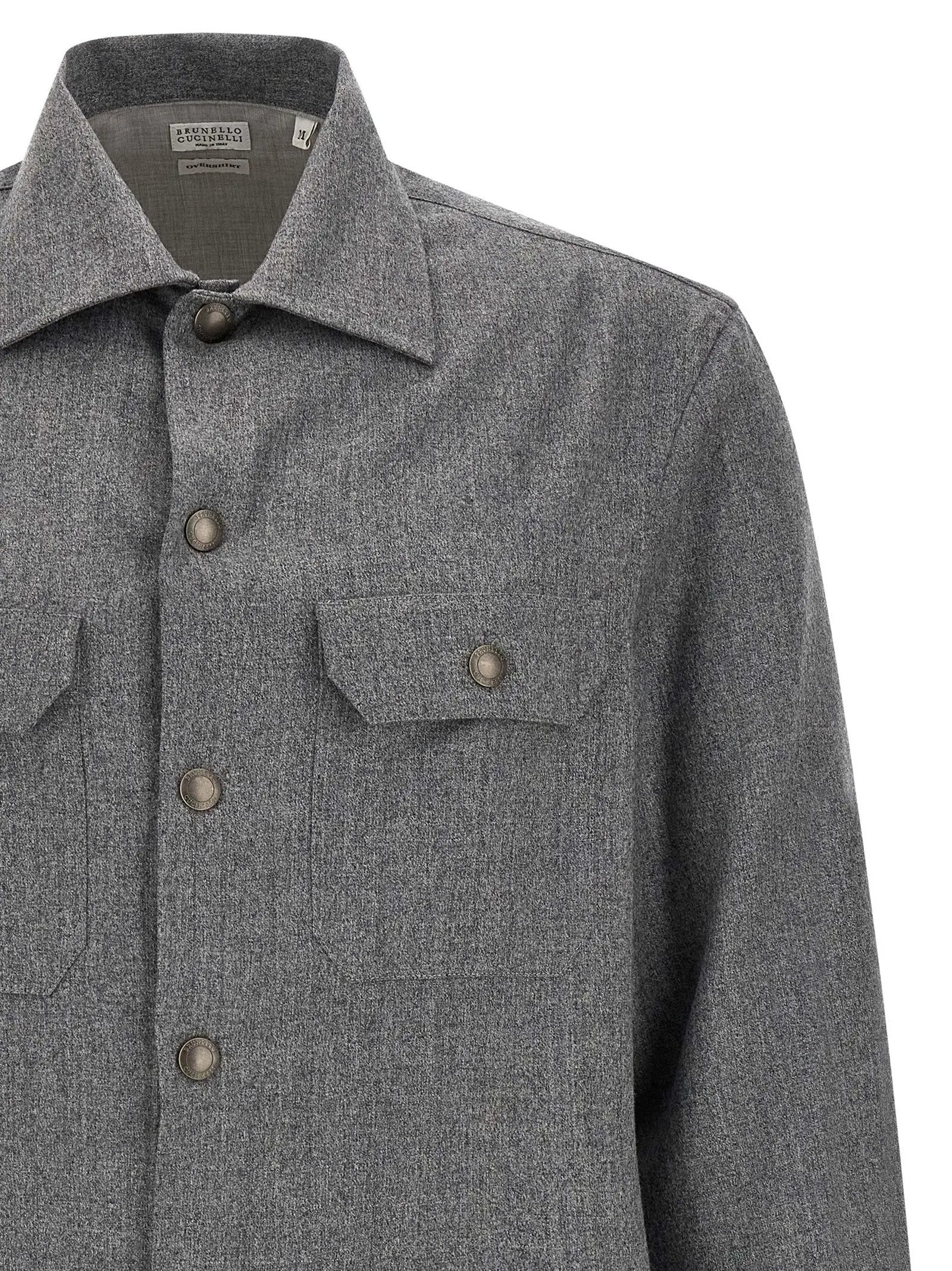 Chemisier Brunello Cucinelli en laine vierge grise
