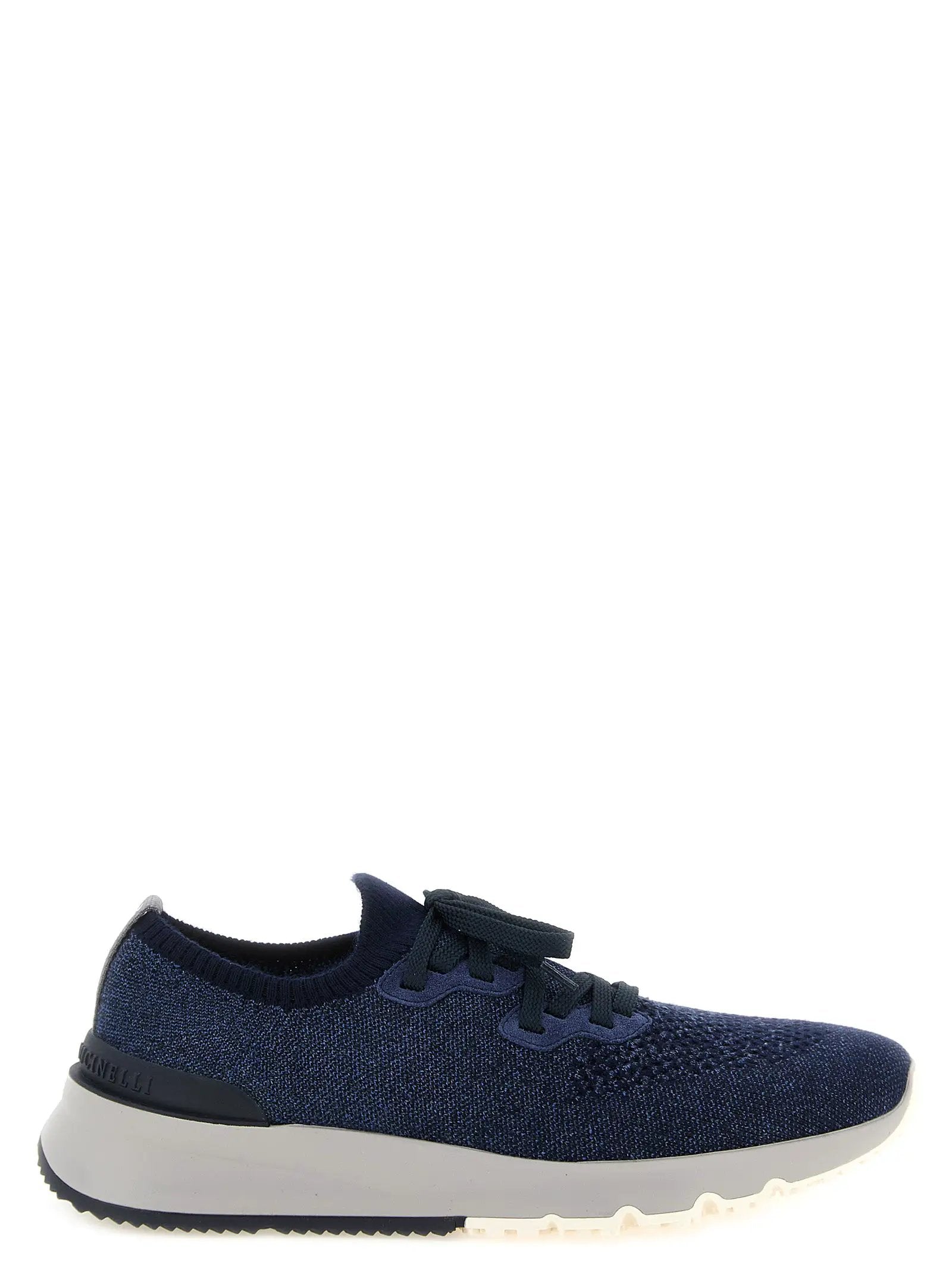 Baskets de sport en coton bleu Brunello Cucinelli