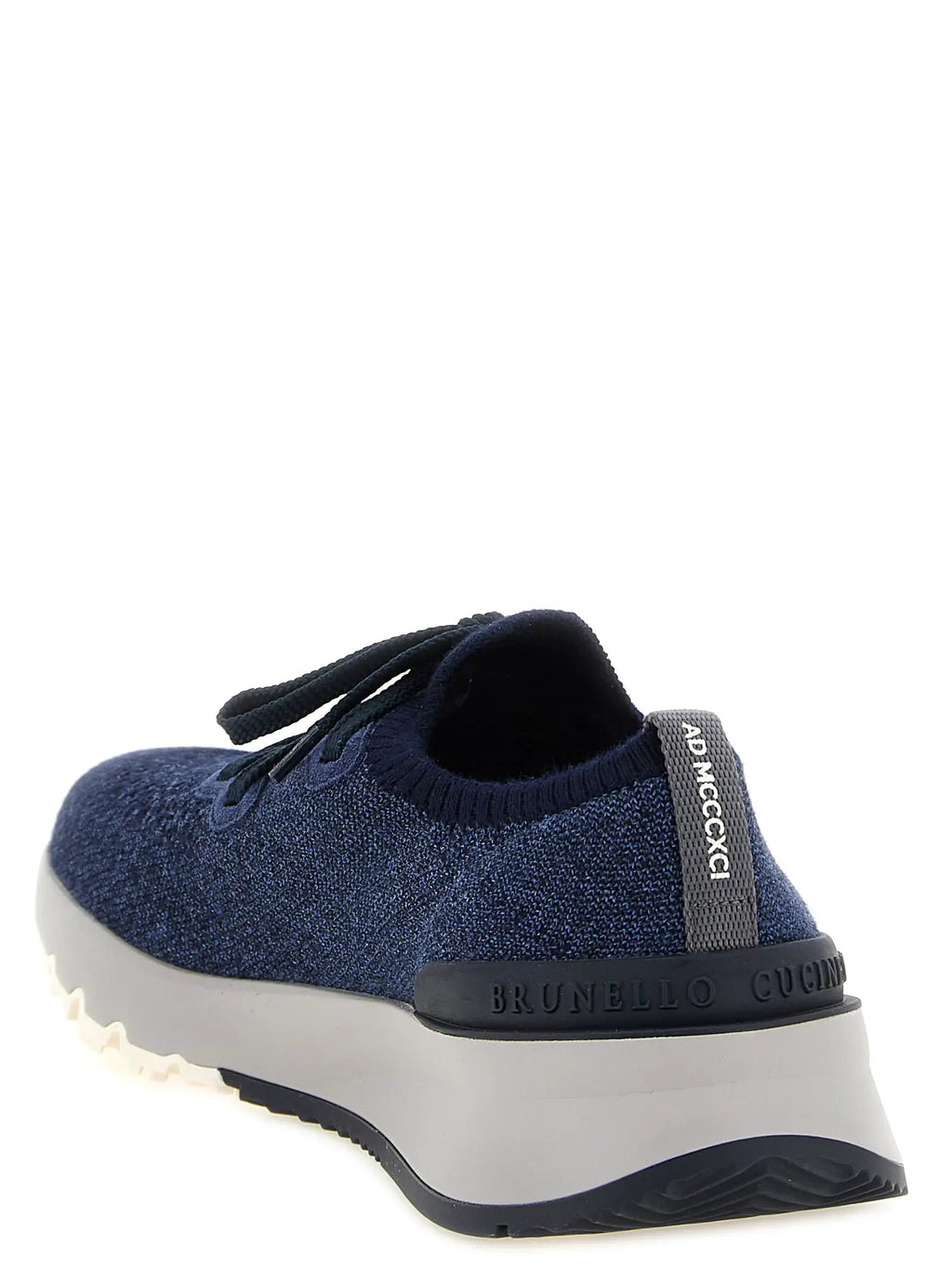 Baskets de sport en coton bleu Brunello Cucinelli
