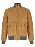 Brunello Cucinelli Beige Lamb Leather Leather Jacket