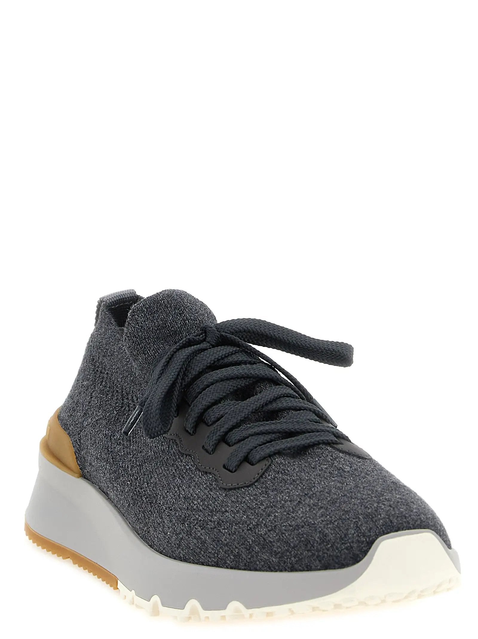 Brunello Cucinelli Gray Cotton Athletic Sneakers