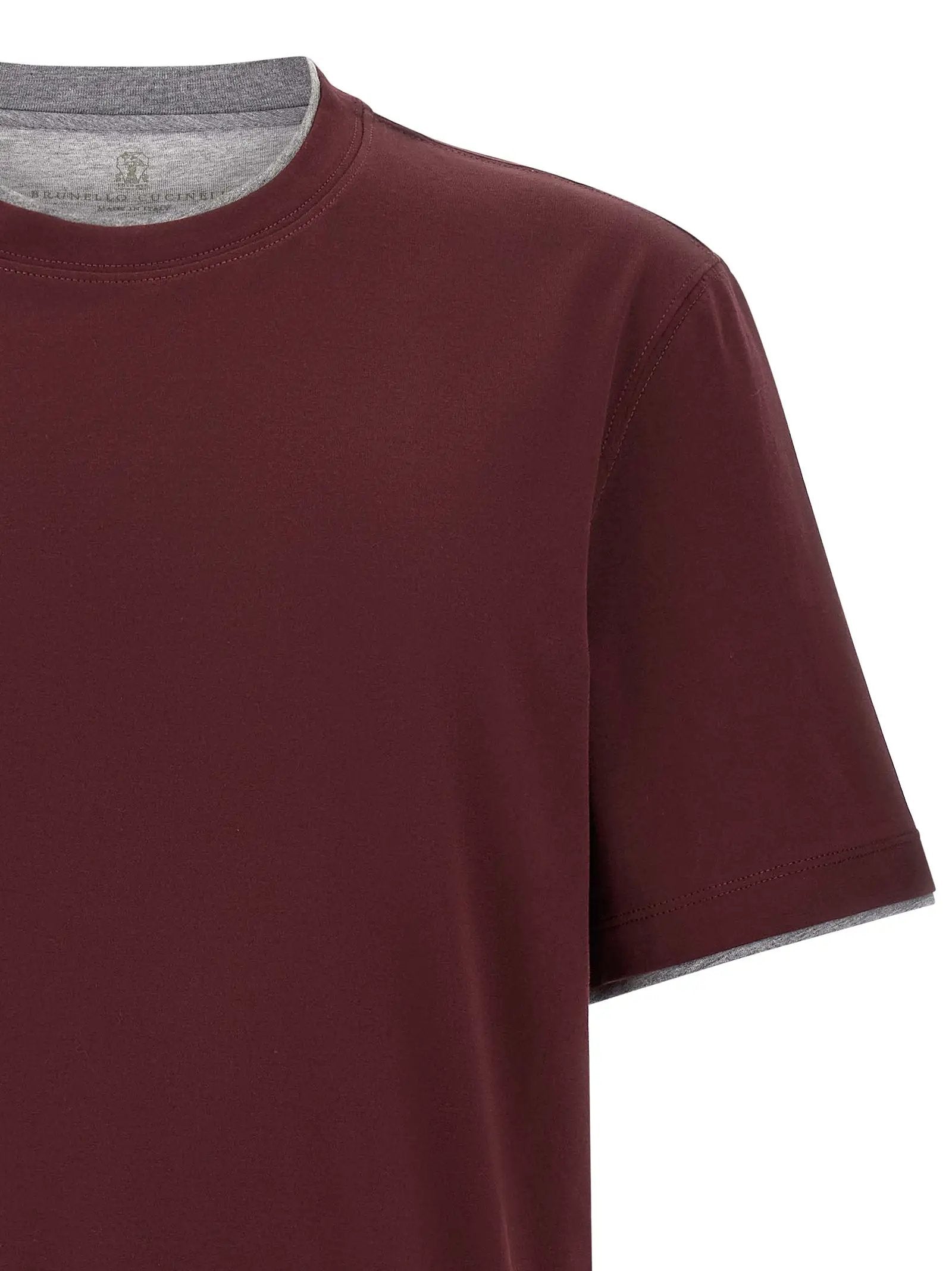 Brunello Cucinelli T-shirt en coton bordeaux