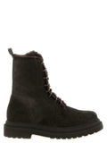 Bottes à lacets Brunello Cucinelli en cuir de veau marron