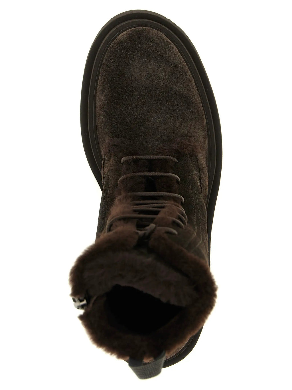 Bottes à lacets Brunello Cucinelli en cuir de veau marron