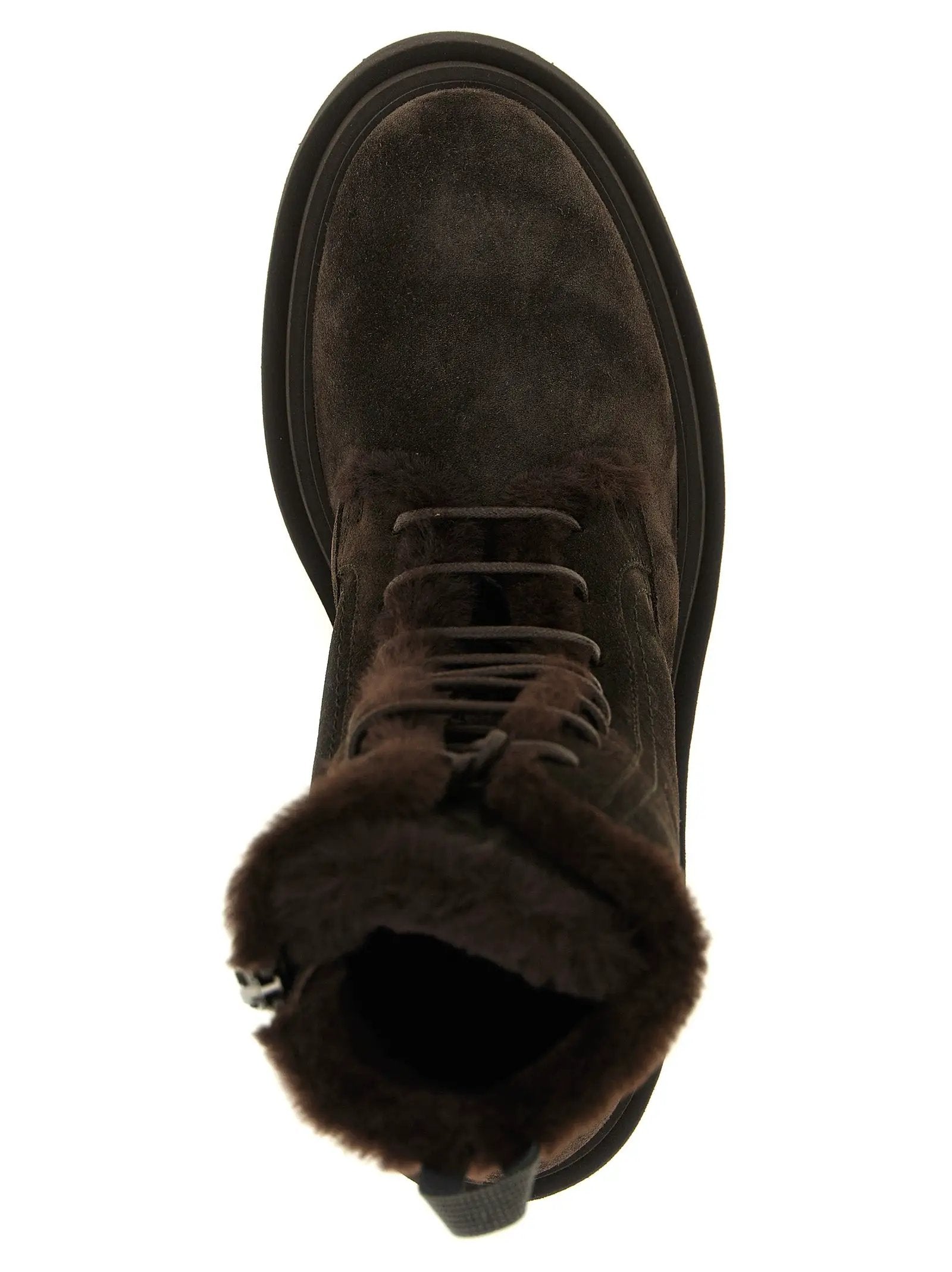 Bottes à lacets Brunello Cucinelli en cuir de veau marron