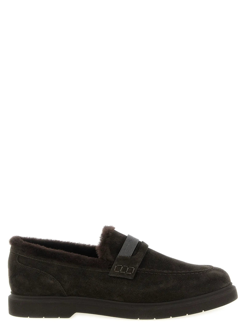 Brunello Cucinelli Brown Calfskin Slip-On Loafers