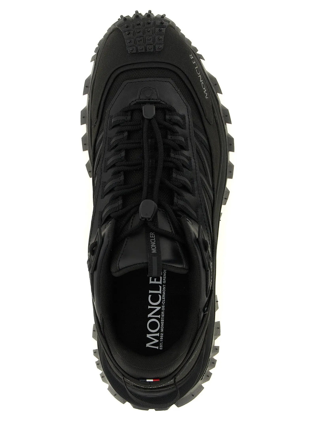 Moncler Black Leather Athletic Sneakers