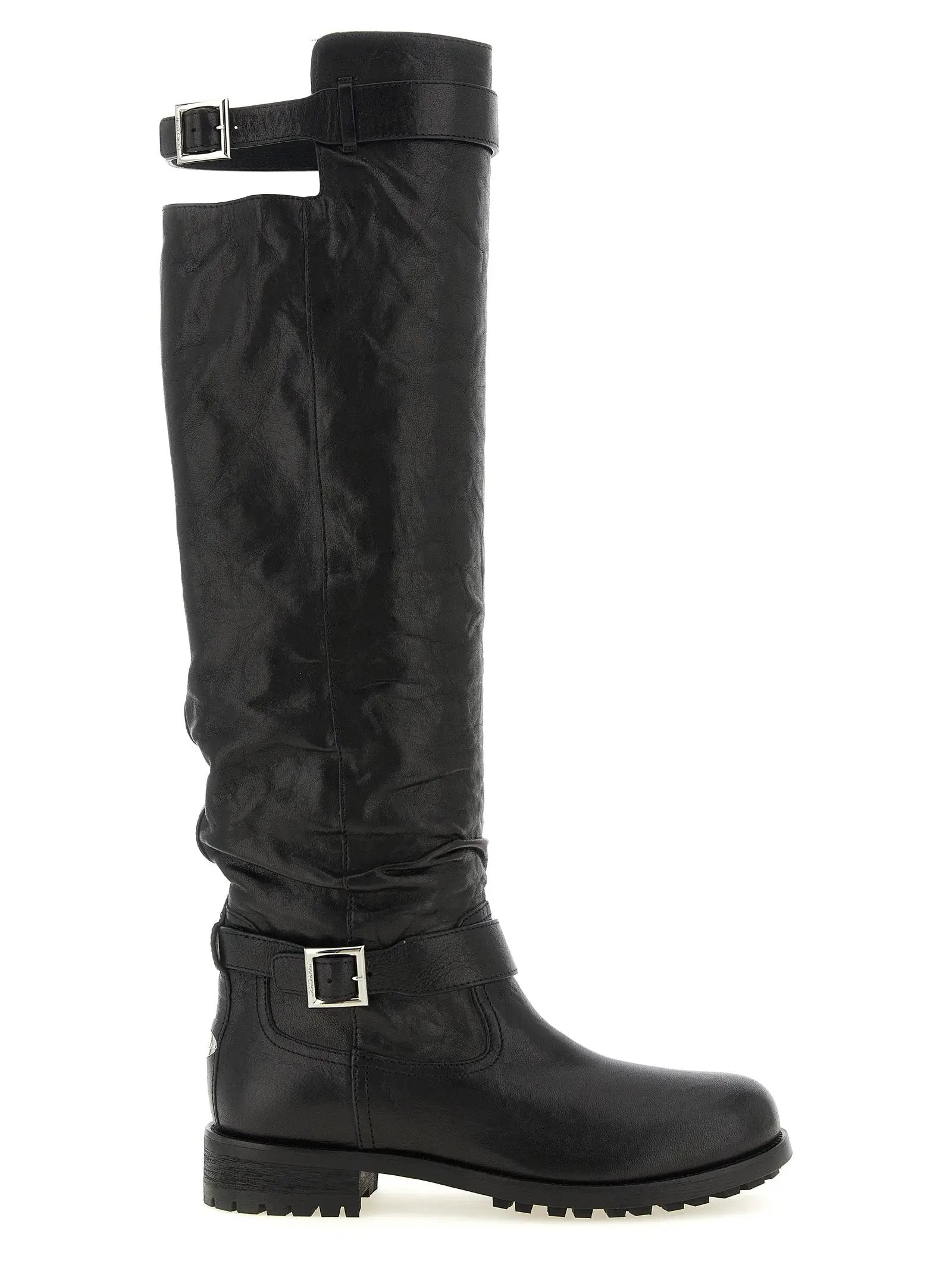 Bottes Jimmy Choo en cuir noir au-dessus du genou