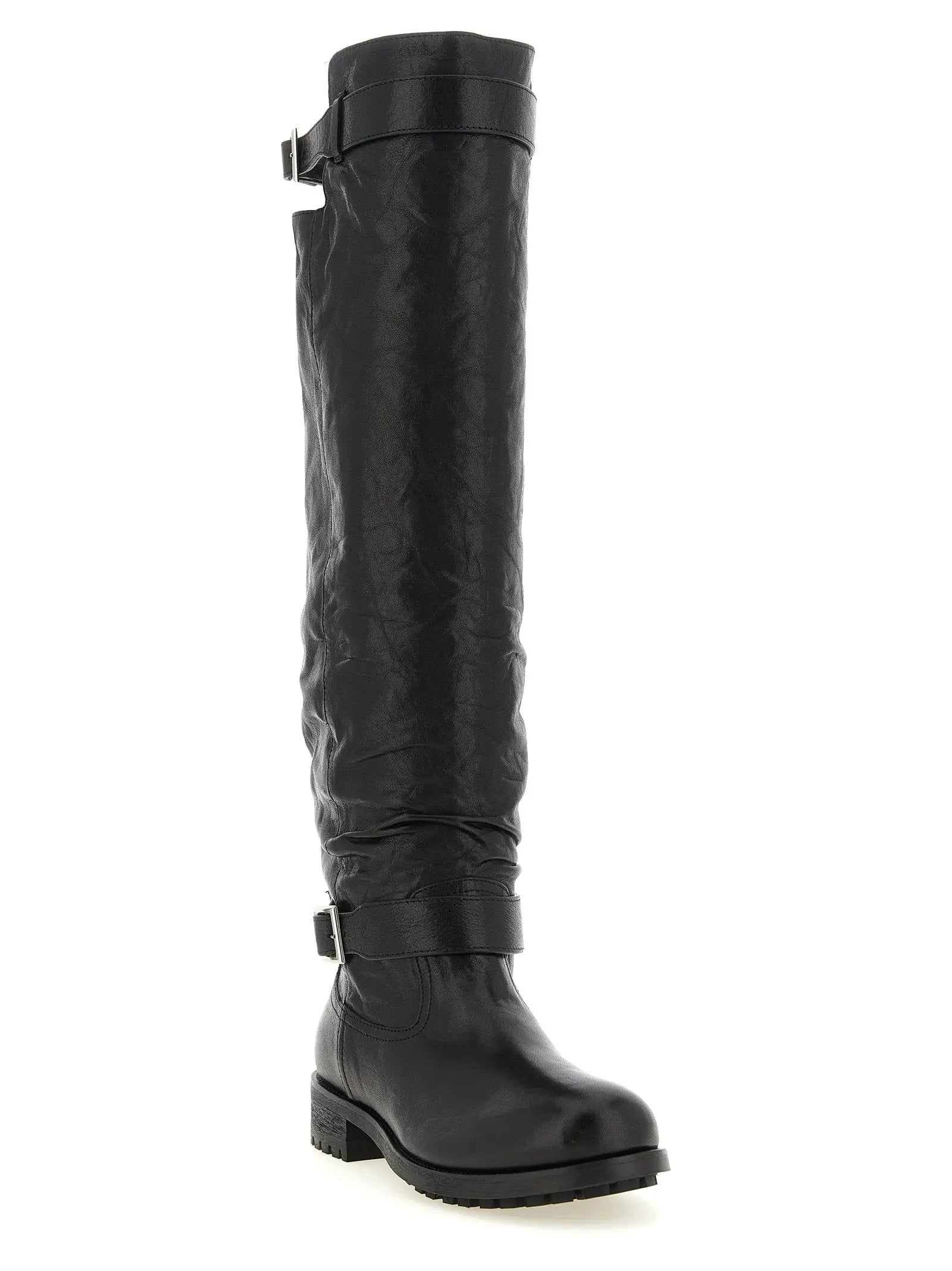 Bottes Jimmy Choo en cuir noir au-dessus du genou