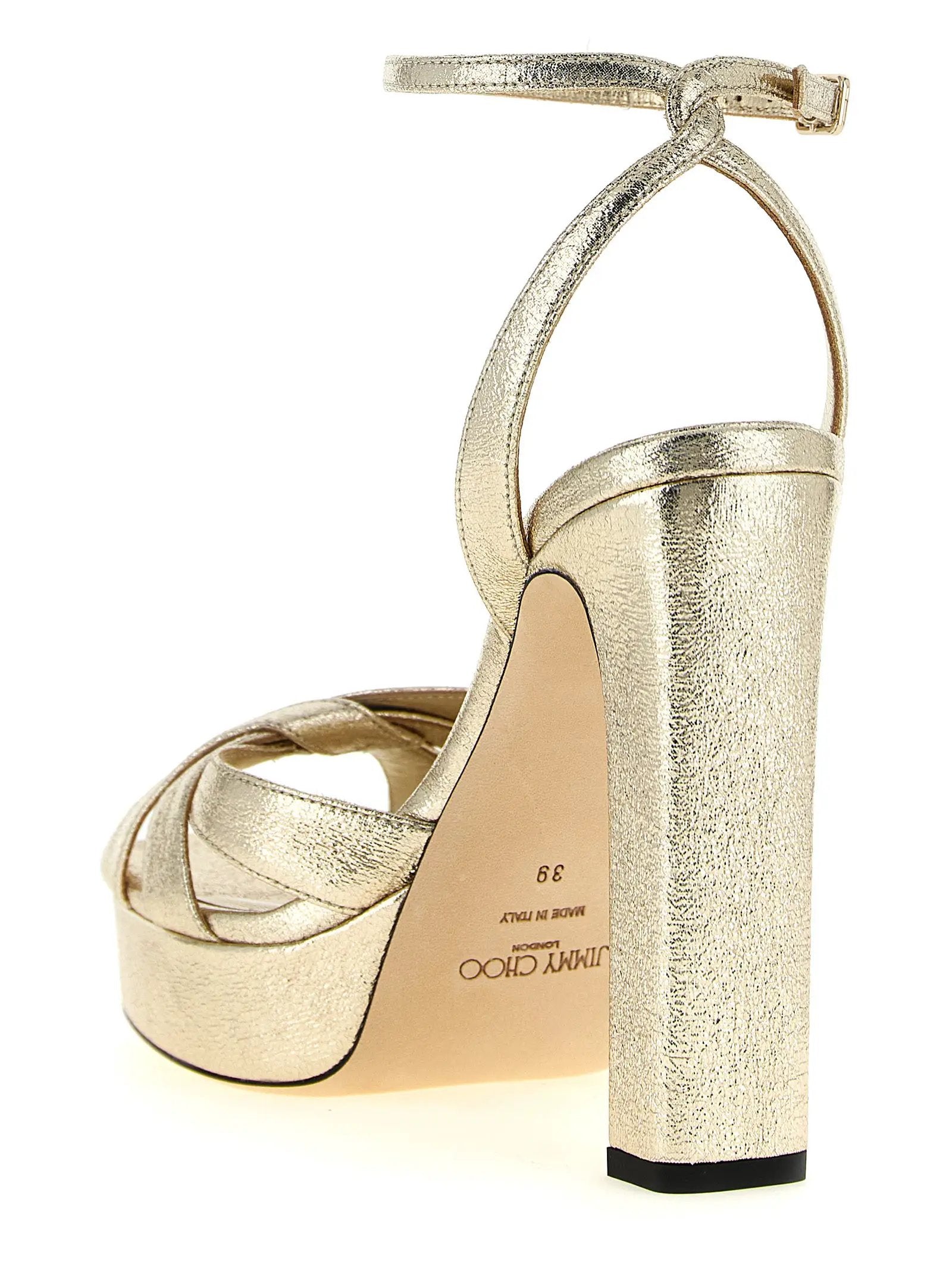 Sandales Jimmy Choo Gold à talons aiguilles en Tencel