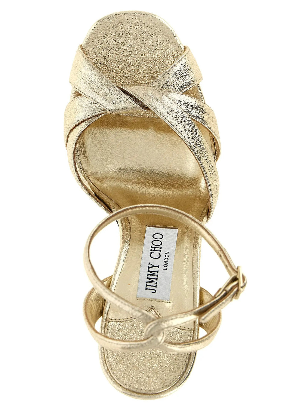 Sandales Jimmy Choo Gold à talons aiguilles en Tencel