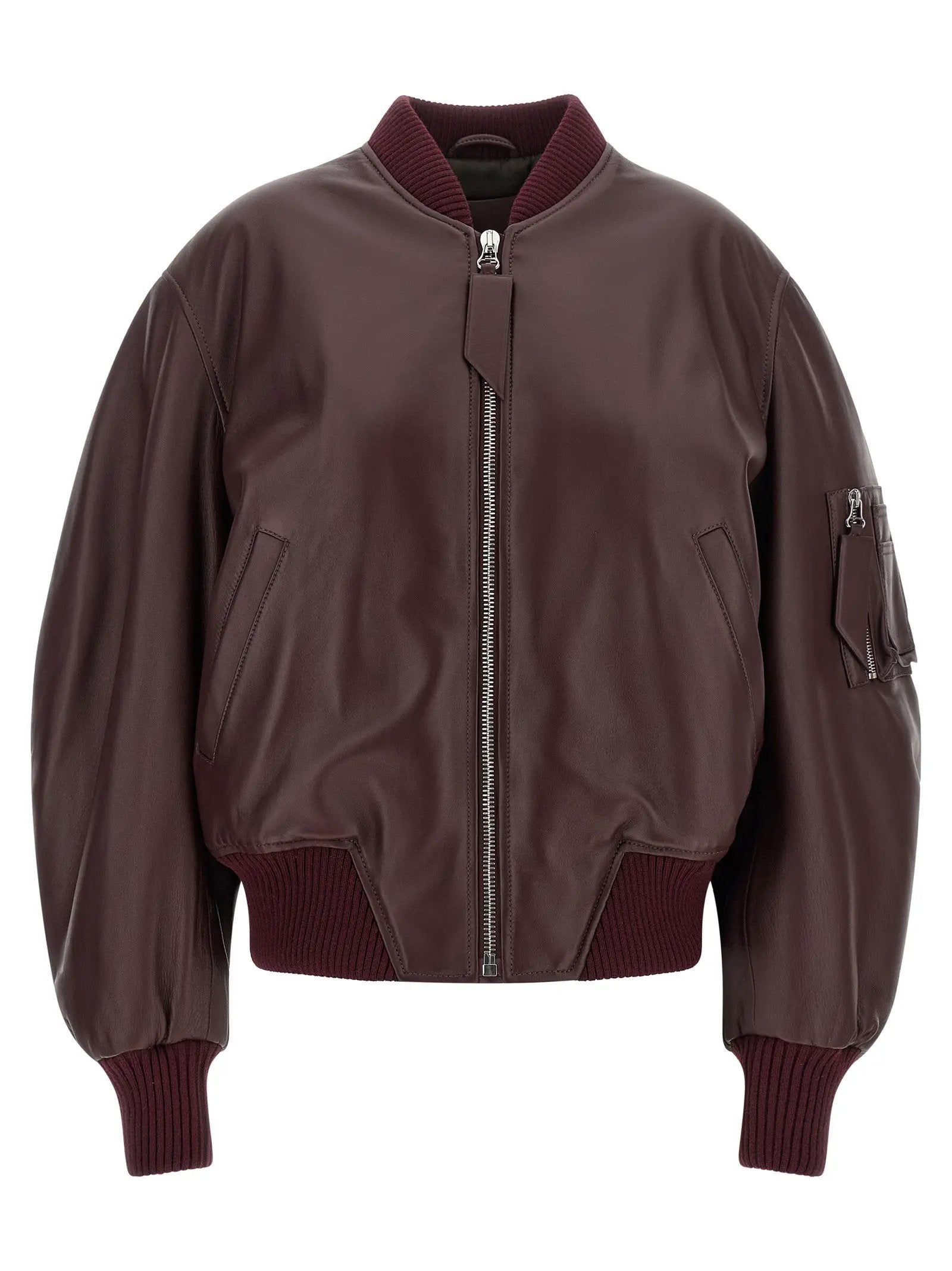 The Attico Bordeaux Lamb Leather Leather Jacket