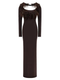 The Attico Brown Viscose Long Dress