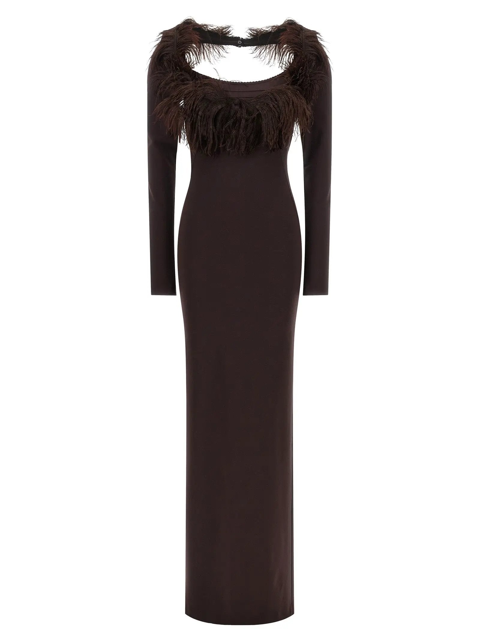 The Attico Brown Viscose Long Dress