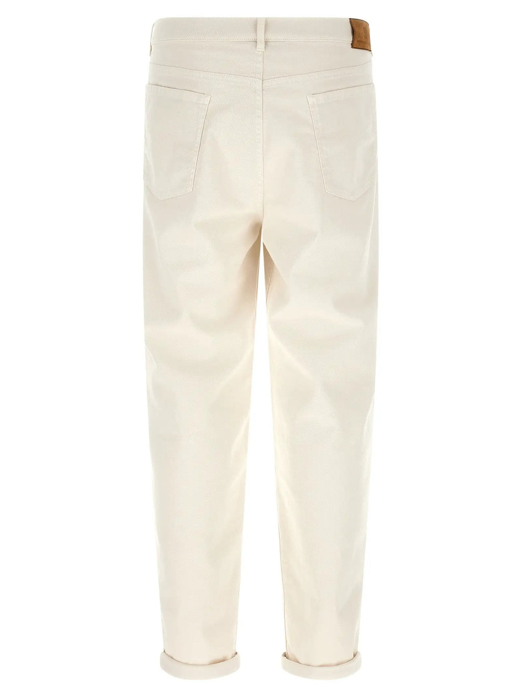 Brunello Cucinelli White Cotton Relaxed Fit Jeans