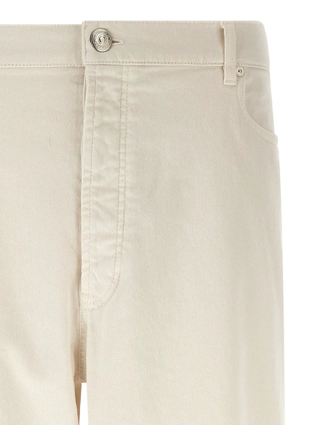 Brunello Cucinelli White Cotton Relaxed Fit Jeans