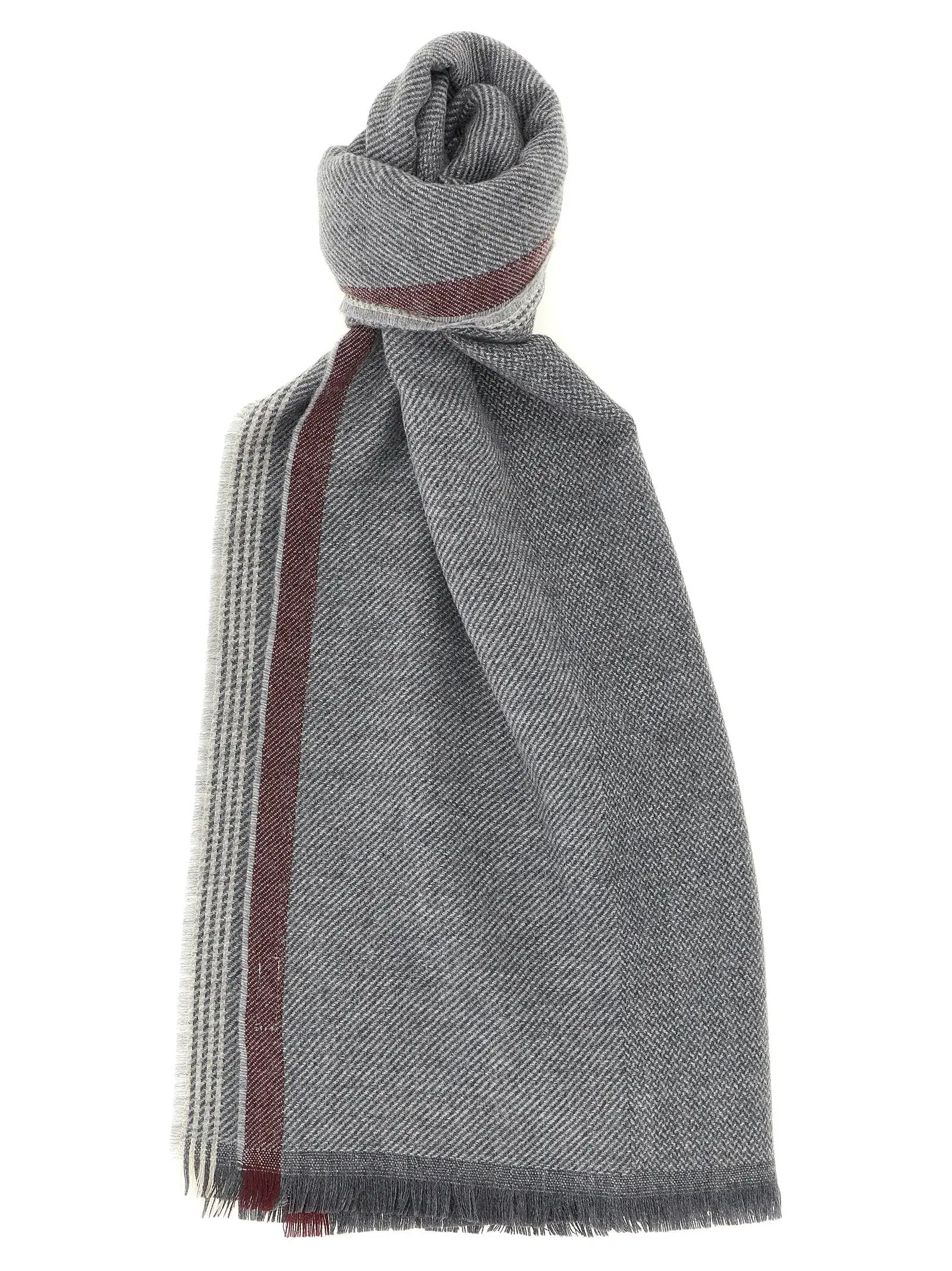 Écharpe en Laine Grise Brunello Cucinelli