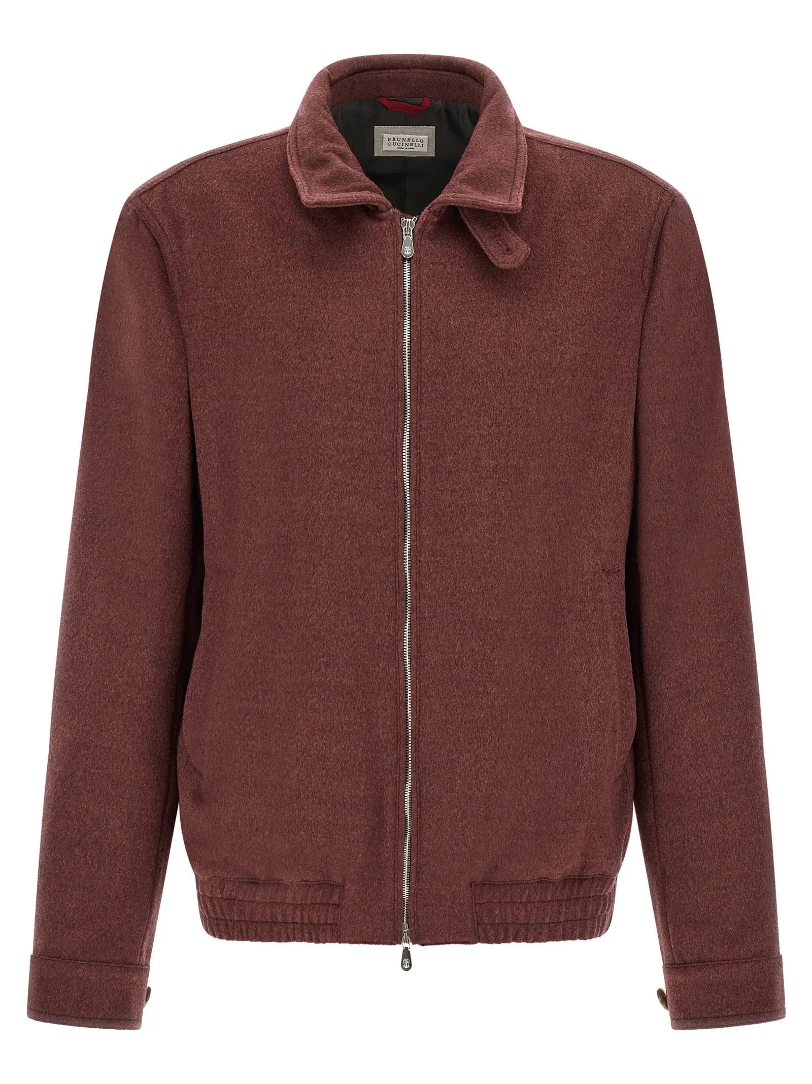 Blouson bomber en laine vierge Bordeaux Brunello Cucinelli