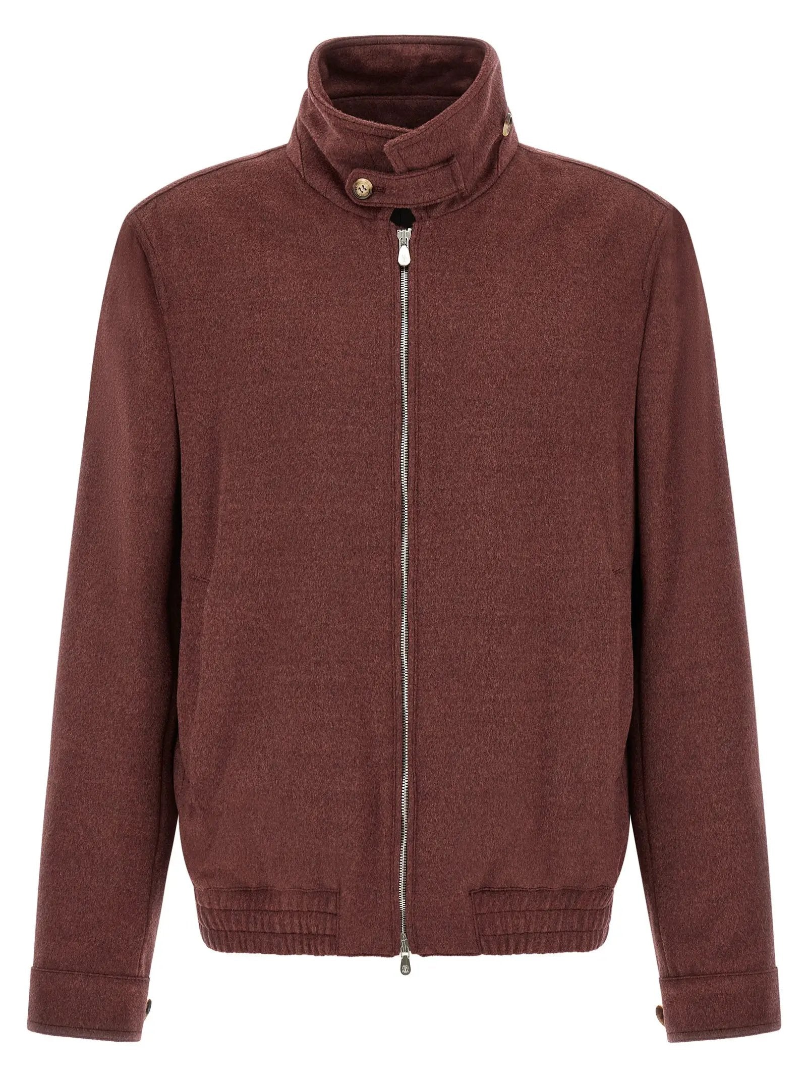 Blouson bomber en laine vierge Bordeaux Brunello Cucinelli