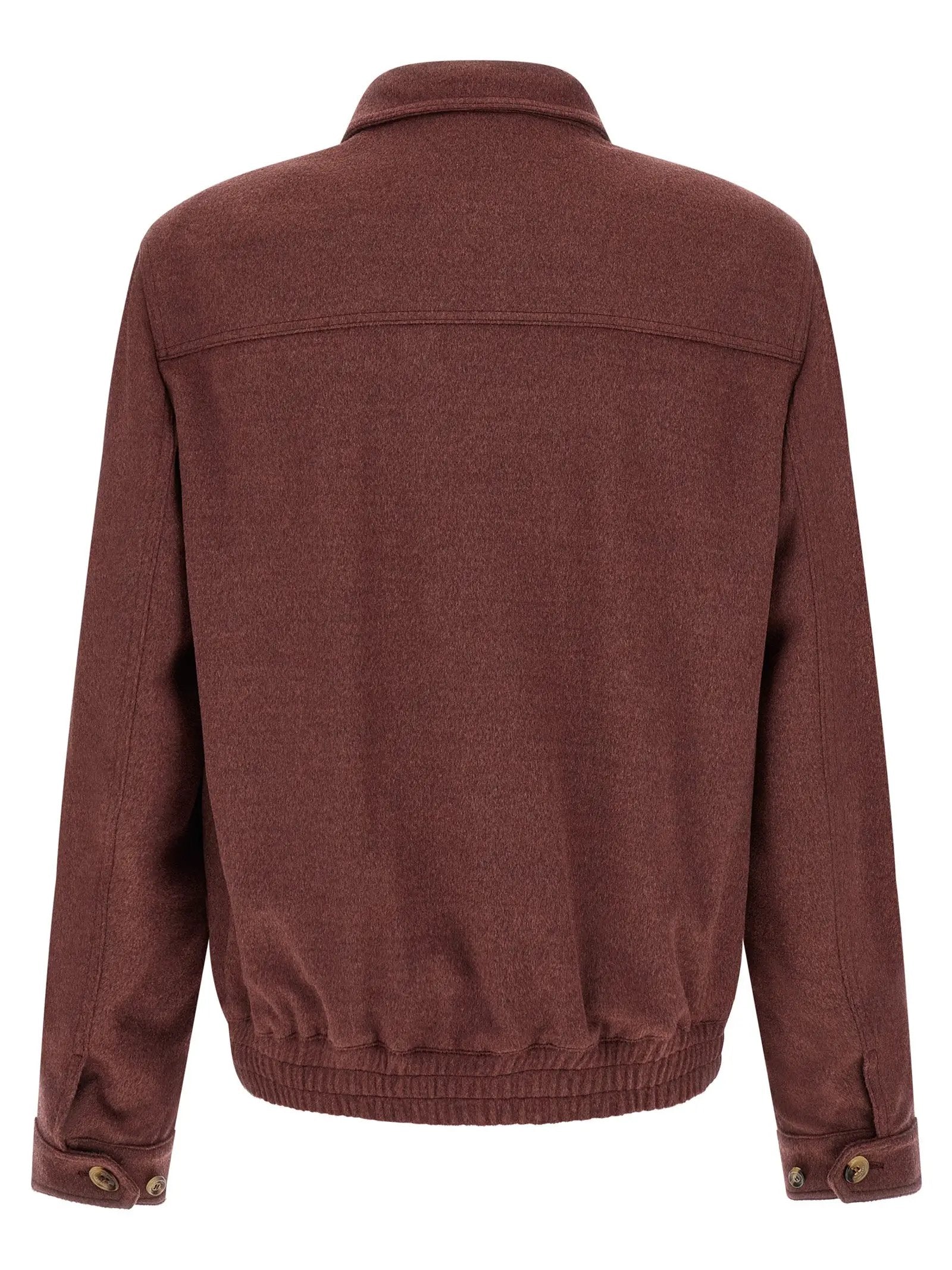 Blouson bomber en laine vierge Bordeaux Brunello Cucinelli