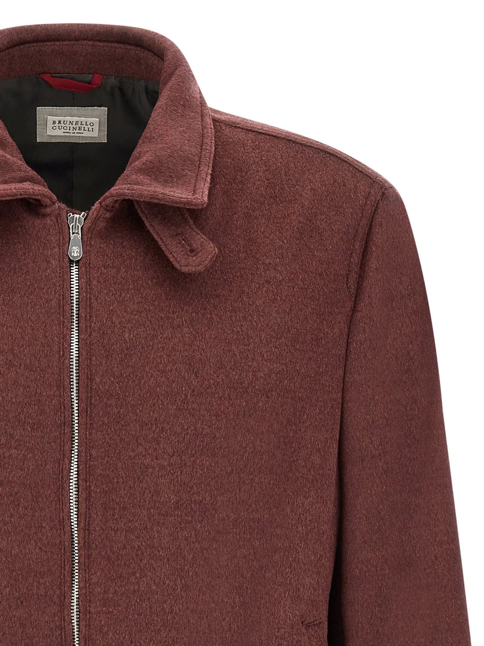 Blouson bomber en laine vierge Bordeaux Brunello Cucinelli