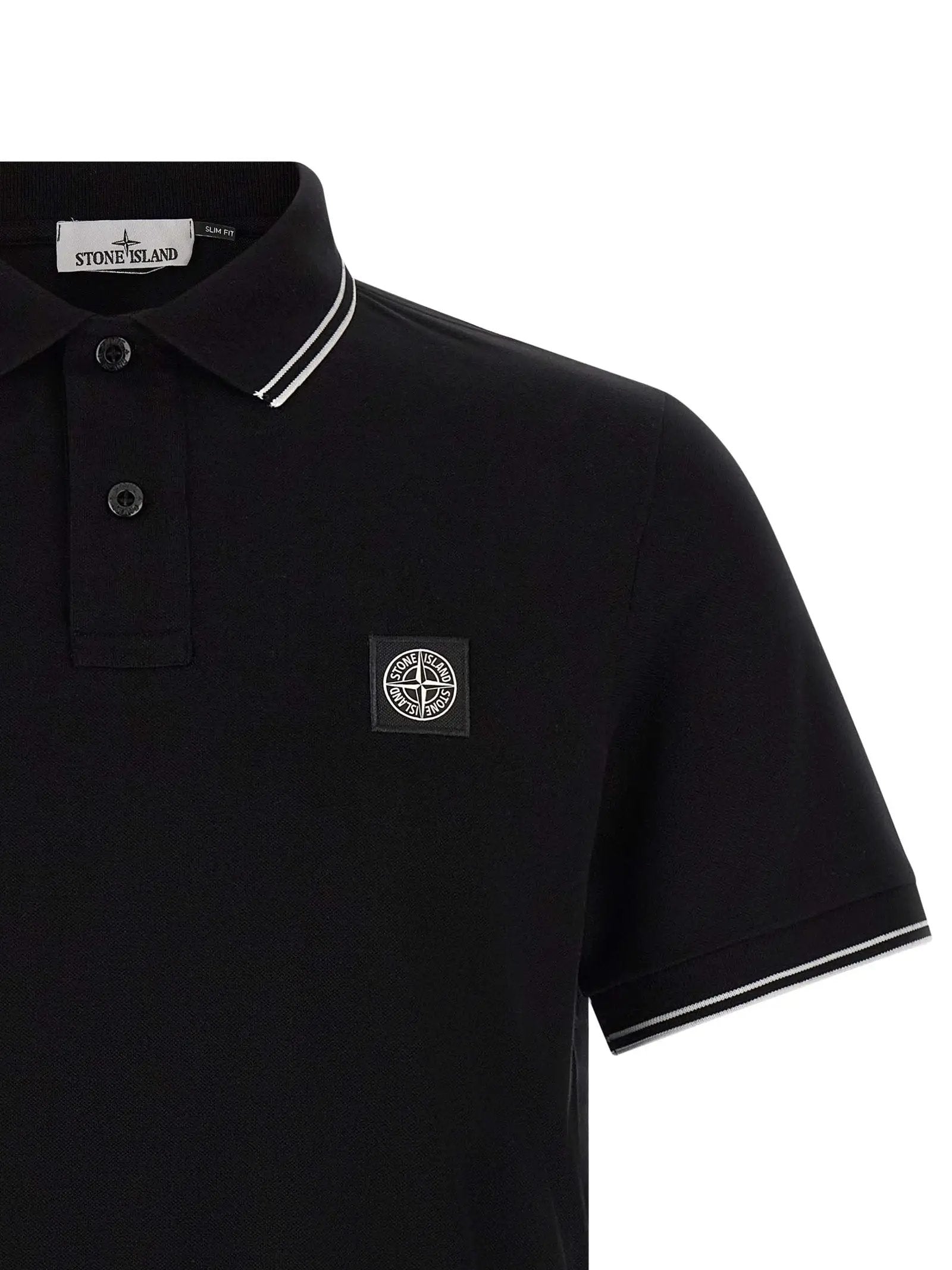Stone Island Black Cotton Polo Shirt