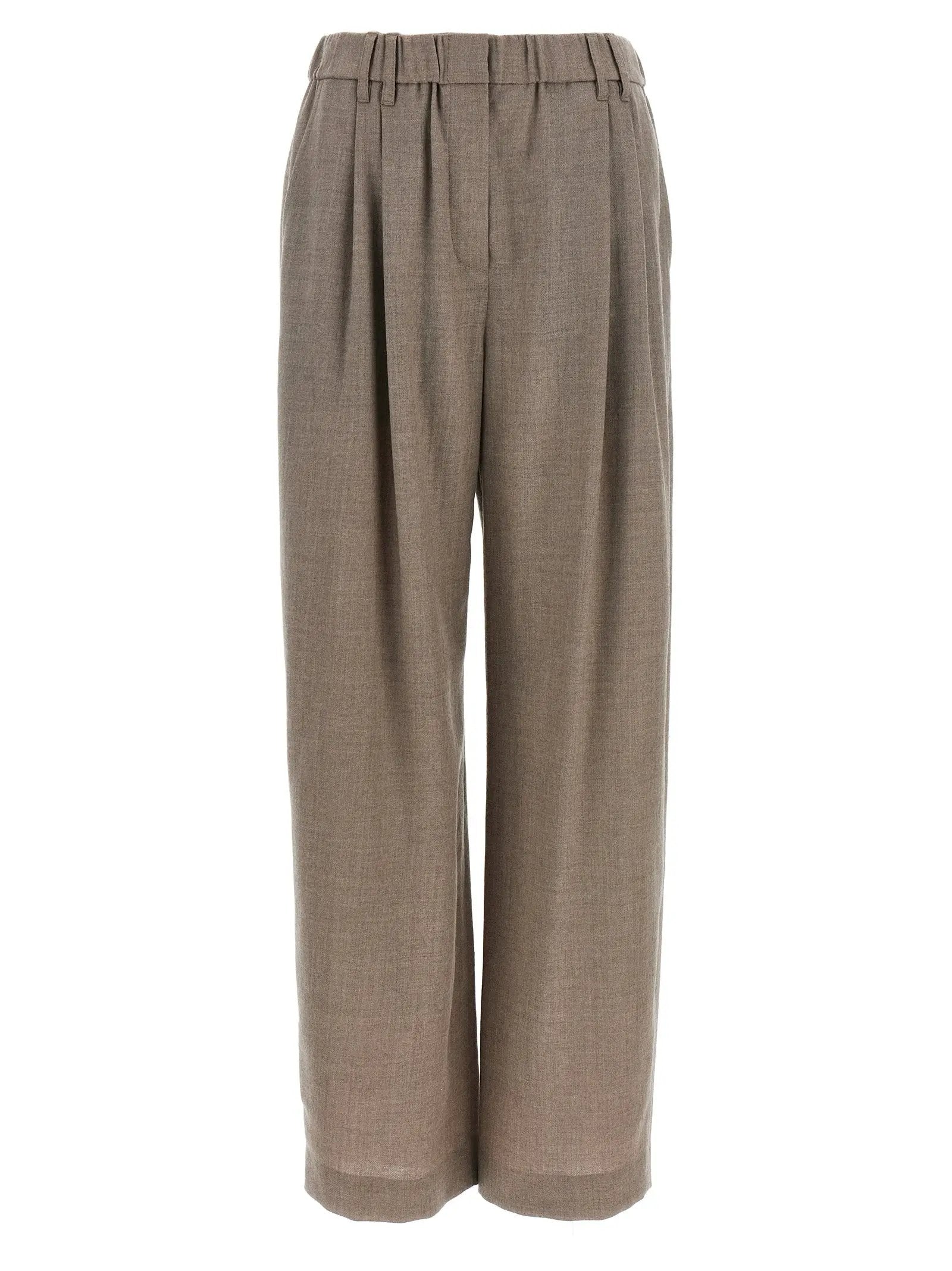 Pantalon décontracté Brunello Cucinelli en laine vierge blanche