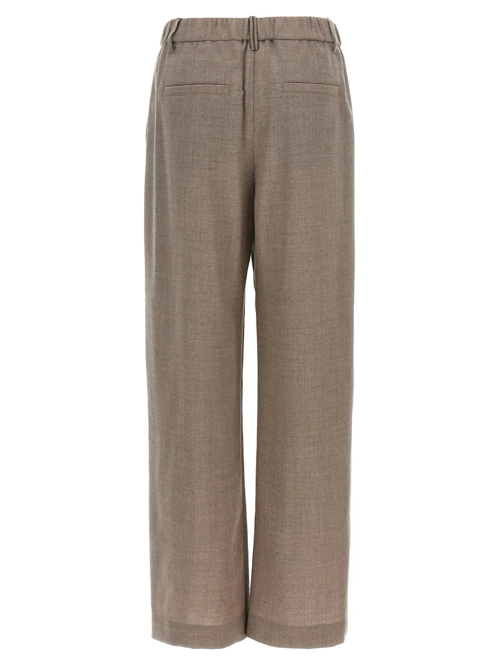 Pantalon décontracté Brunello Cucinelli en laine vierge blanche