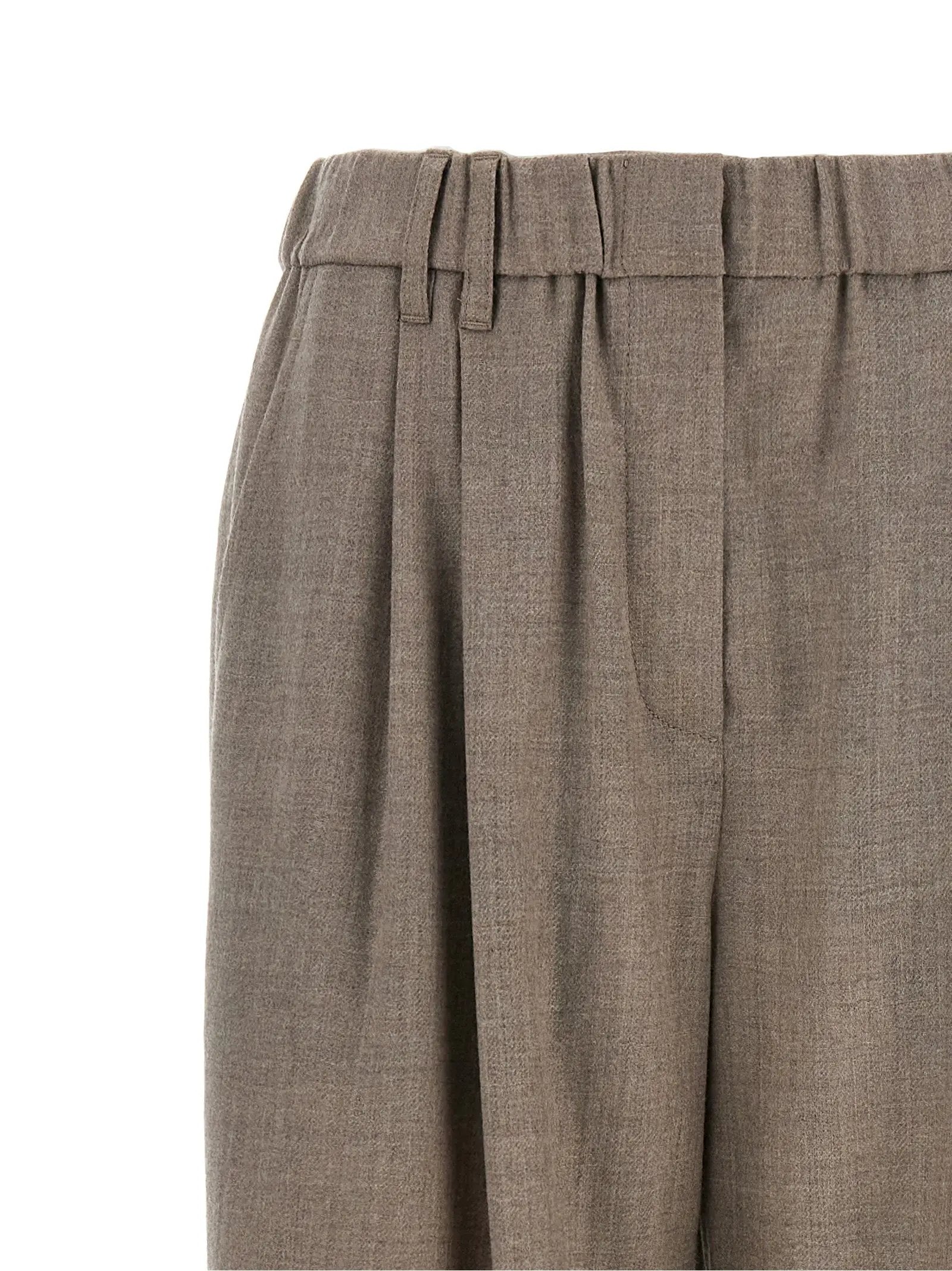 Pantalon décontracté Brunello Cucinelli en laine vierge blanche