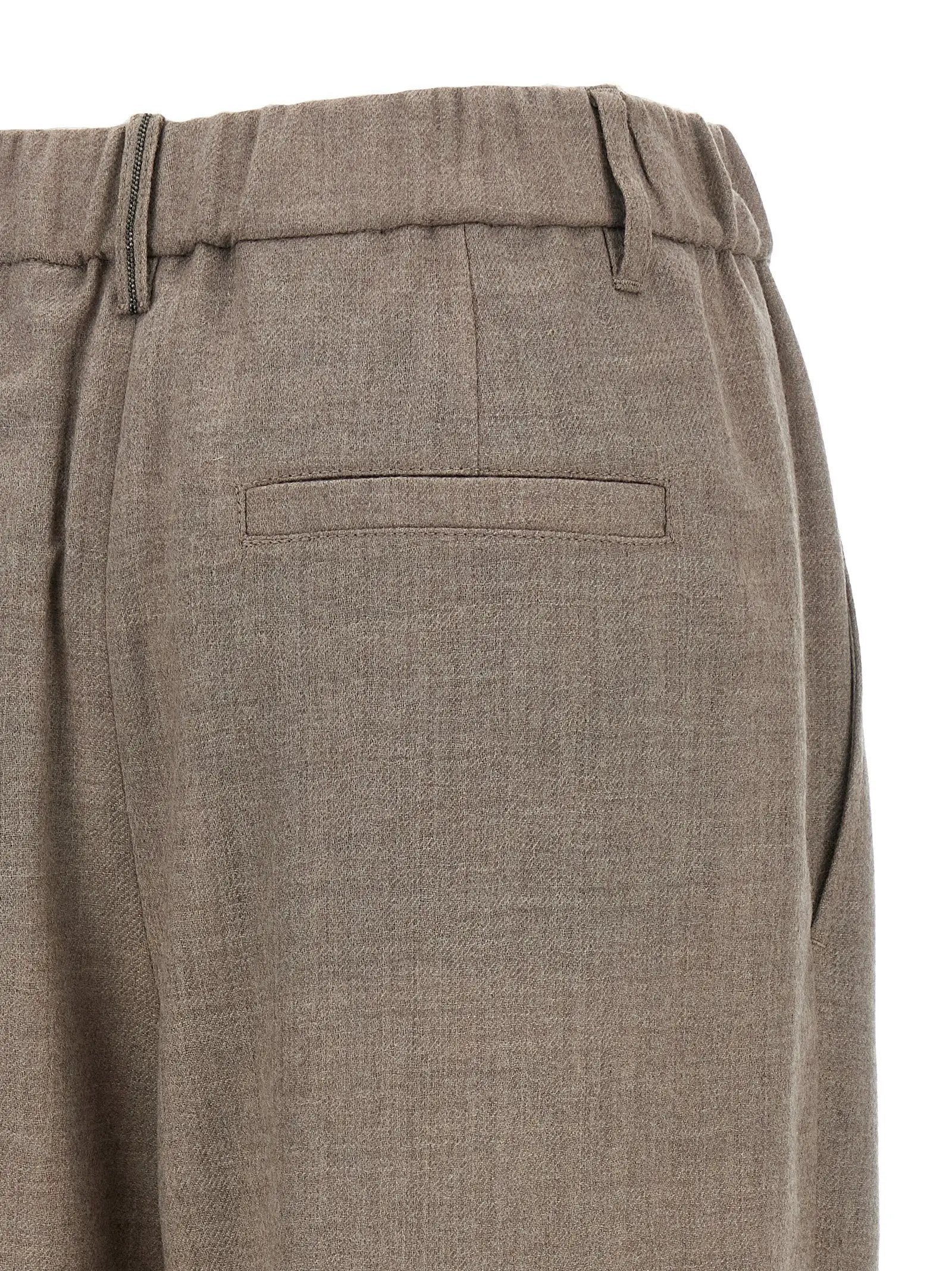 Pantalon décontracté Brunello Cucinelli en laine vierge blanche