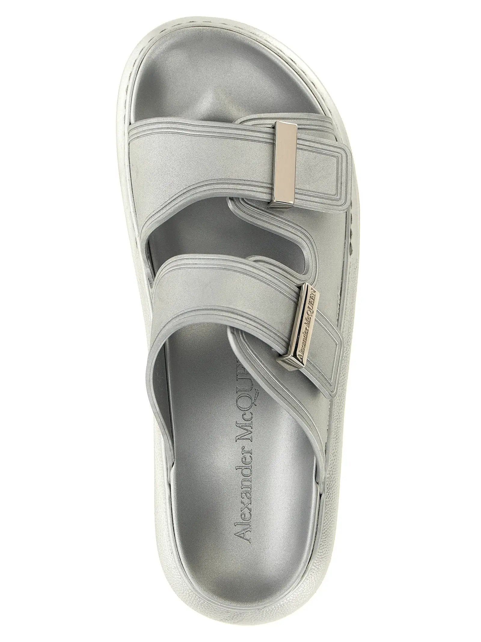 Claques en caoutchouc argentées Alexander McQueen