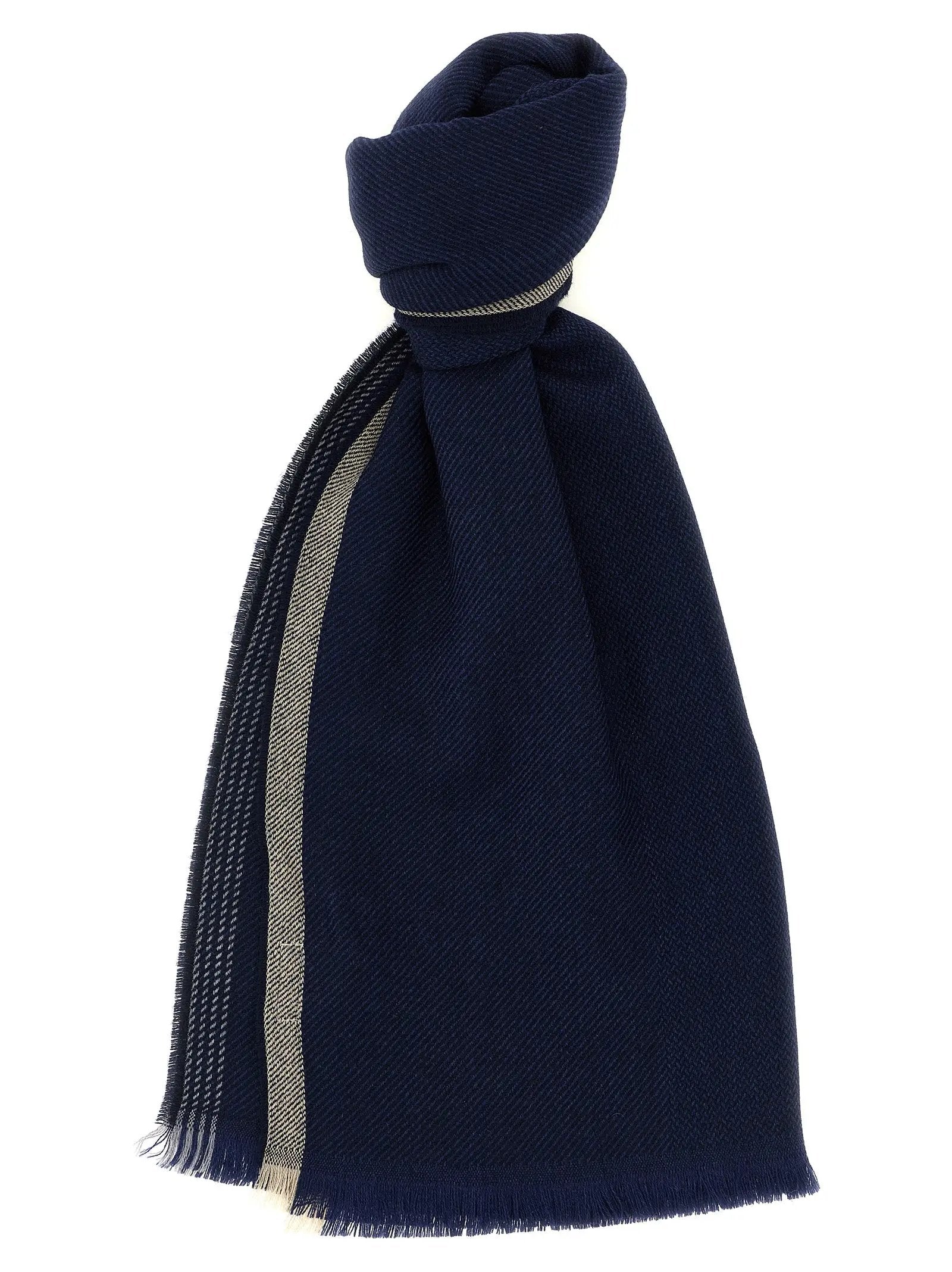 Écharpe en laine bleue Brunello Cucinelli