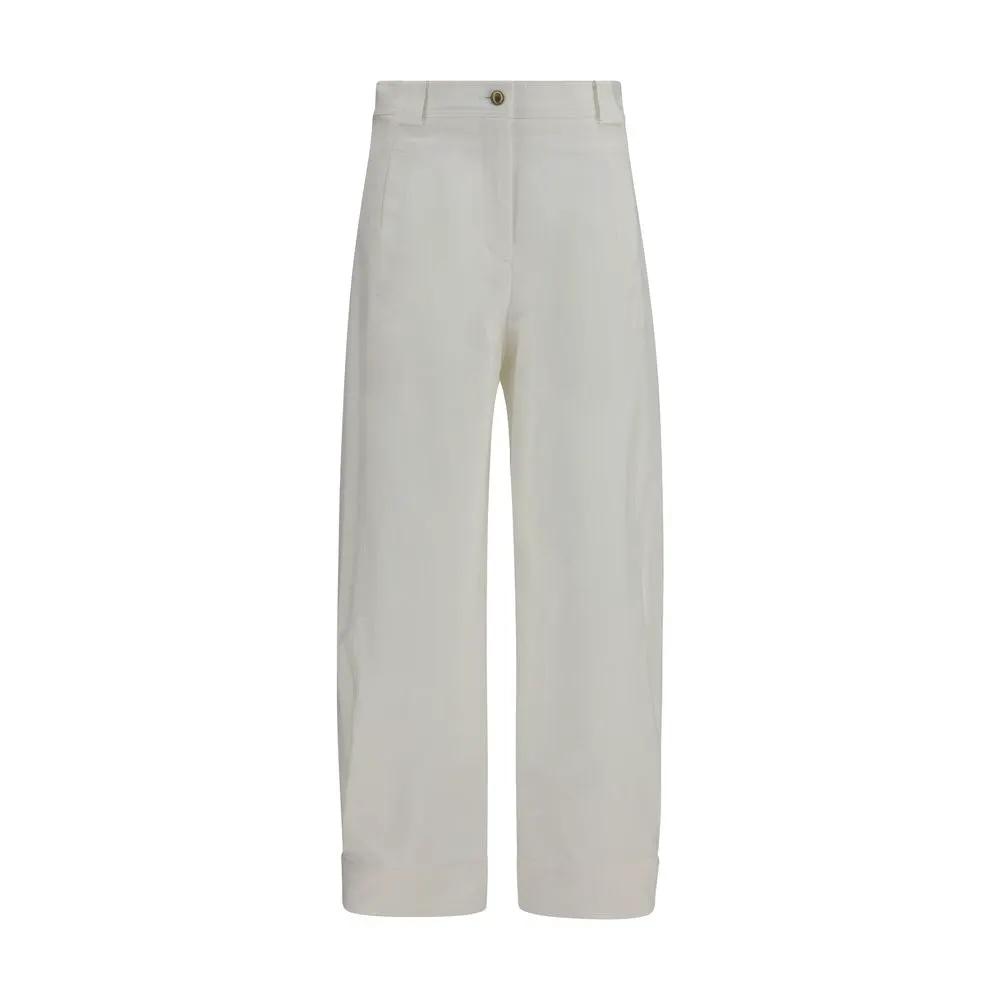 Max Mara White Cotton Cropped Pants
