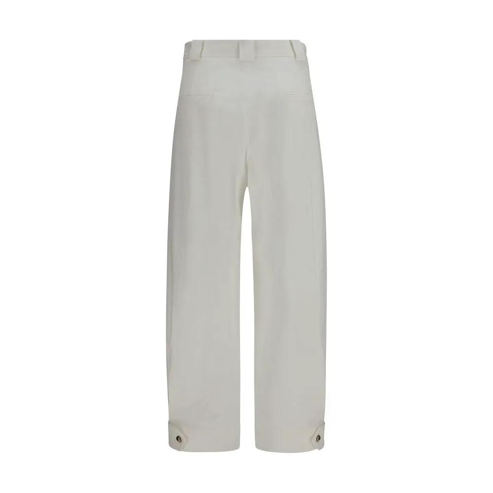 Max Mara White Cotton Cropped Pants