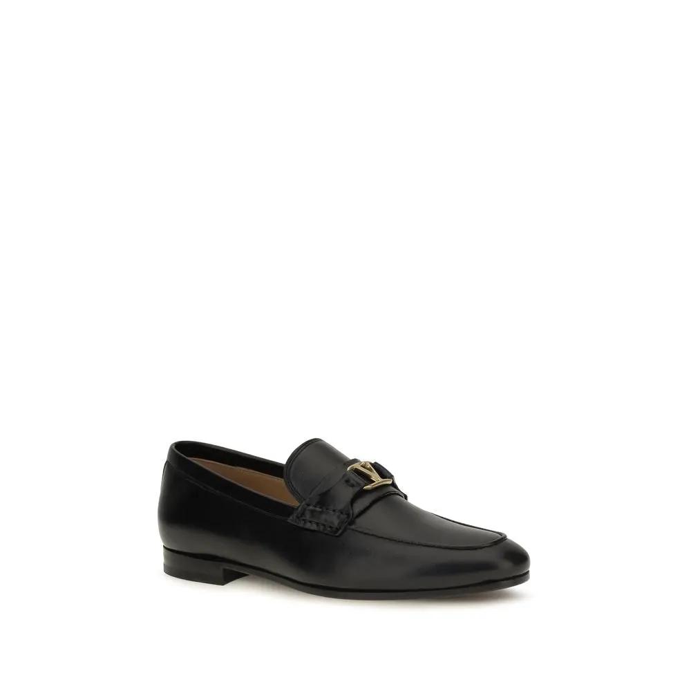 Valentino Garavani Valentino Garavani Black Calf Leather Bos Taurus Slip-On Loafers